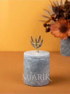 Miarik Design Dekoratif Gri Mermer Pamukluk Gold Zeytın Dalı Detaylı