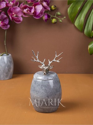 Miarik Design Dekoratif Grı Renk Mermer Pamukluk Aksesuar Detaylı
