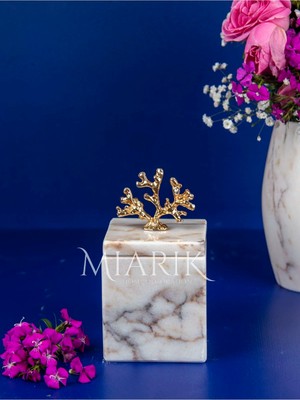 Miarik Design Dekoratif Mermer Kare Detaylı Pamukluk