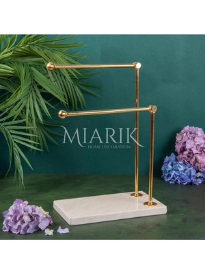 Miarik Design Dekoratif Mermer Ayaklı Iki Kollu Metal Banyo El Havluluk Standı