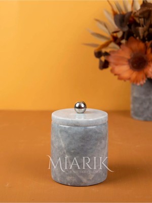 Miarik Design Dekoratif Gri Mermer Pamukluk Gümüş Top Detaylı