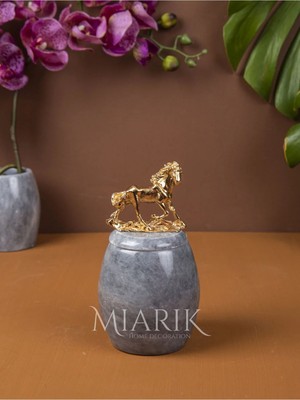 Miarik Design Dekoratif Grı Renk Mermer Pamukluk Aksesuar Detaylı