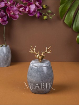 Miarik Design Dekoratif Grı Renk Mermer Pamukluk Aksesuar Detaylı