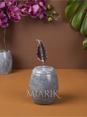 Miarik Design Dekoratif Grı Renk Mermer Pamukluk Aksesuar Detaylı