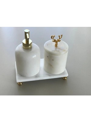 Miarik Design 3 Lü Banyo Seti Gold Geyikli Banyo Takımı Sıvı Sabunluklu Banyo Aksesuarları Klozet Takımı