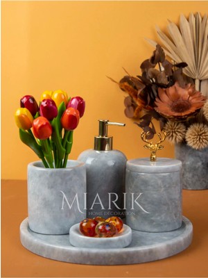 Miarik Design Dekoratif Mermer 5 Li Banyo Seti Takımı