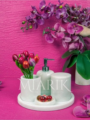 Miarik Design Dekoratif Mermer 5 Li Banyo Seti Takımı