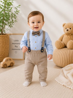 tinytrends Erkek Çocuk Cool Salopet Papyon Gömlek Pantolon 4 Lü Takım Mevlüt Bayramlık
