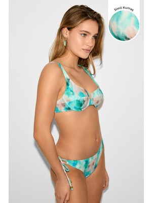 Kom Pirkuise Desenli Simli Kumaşlı Bikini