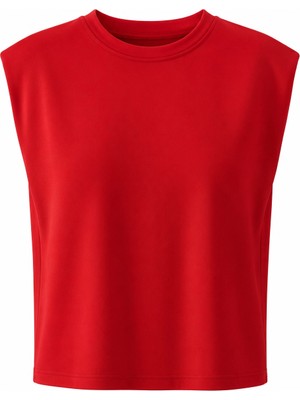 Purple By Banu Kırmızı Vatkalı Basic Tshirt