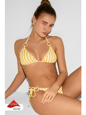 Kom Linje Çizgi Desen Üçgen Bikini