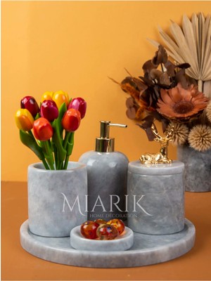 Miarik Design Dekoratif Mermer 5 Li Geyik Detaylı Banyo Seti Takımı
