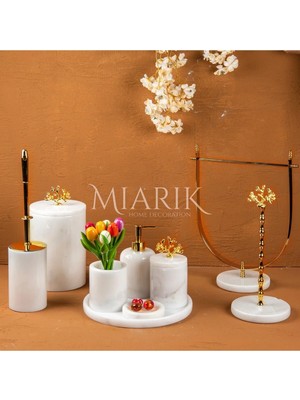 Miarik Design Dekoratif Beyaz Mermer T 9lu Li Banyo Seti Takımı