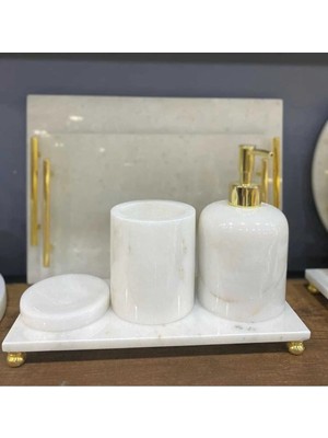 Miarik Design Beyaz Mermer Banyo Seti - 4 Lü