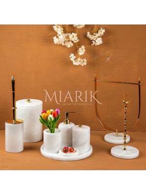 Miarik Design Dekoratif Beyaz Mermer T 9lu Li Banyo Seti Takımı