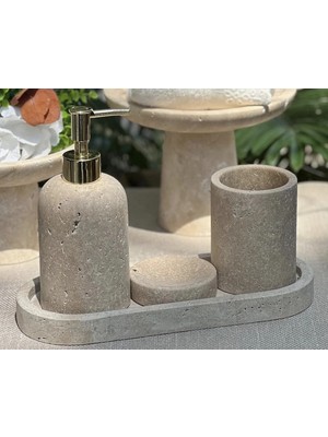 Miarik Design 4'lü Banyo Seti Takımı Mermer Malzemesiyle Modern ve Şık Tasarım Sunuyor