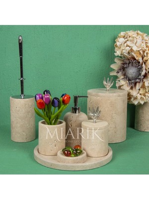 Miarik Design Dekoratif Doğal Traverten Mermer Banyo Seti Takımı
