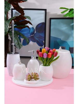 Miarik Design Dekoratif Mermer Banyo Seti Takımı 7 Li Aksesuar Detaylı Tasarım Set