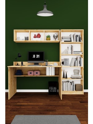 Asra Trend Modern Çalışma Masası Seti %100 MDF Bilgisayar Ders Ofis Masası Kitaplık ÇMT001