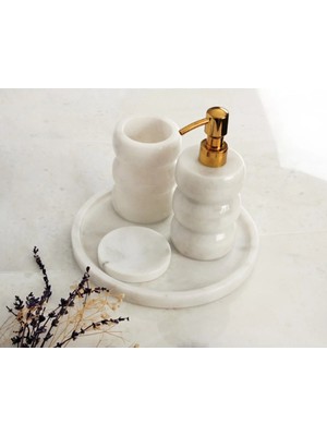 Miarik Design Dekoratif Mermer Tırtıklı 4 Lu Banyo Seti Takımı