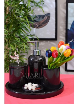 Miarik Design Dekoratifmermer Aksesuar Detaylı 5 Li Banyo Seti Takımı