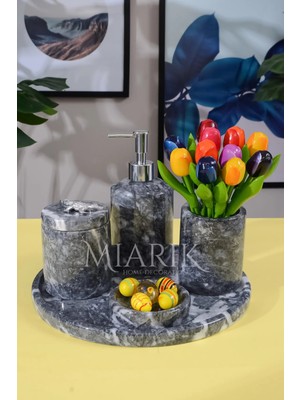 Miarik Design Dekoratifmermer Aksesuar Detaylı 5 Li Banyo Seti Takımı