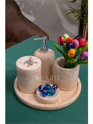 Miarik Design Dekoratif Mermer Aksesuar Detaylı 5 Li Banyo Seti Takımı