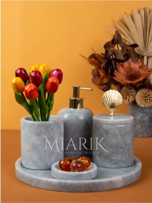 Miarik Design Dekoratif Mermer 5 Li Banyo Seti Takımı