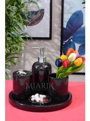 Miarik Design Dekoratifmermer Aksesuar Detaylı 5 Li Banyo Seti Takımı