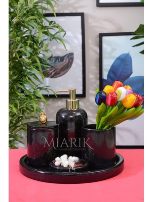 Miarik Design Dekoratif Mermer 5 Li Banyo Seti Takımı