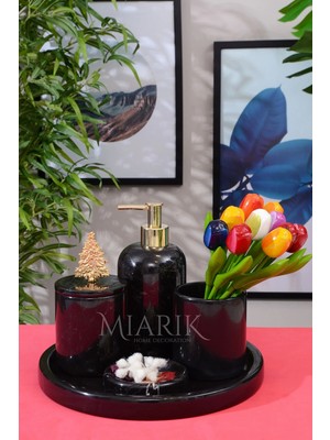 Miarik Design Dekoratif Mermer 5 Li Banyo Seti Takımı