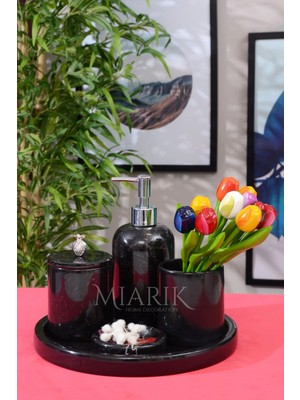 Miarik Design Dekoratif Mermer 5 Li Banyo Seti Takımı