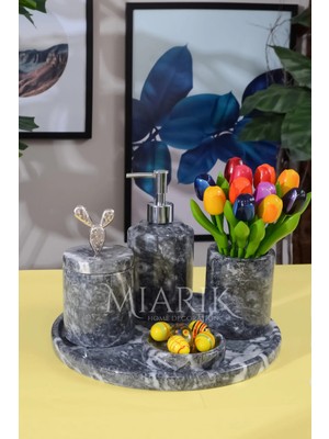 Miarik Design Dekoratif Mermer 5 Li Banyo Seti Takımı