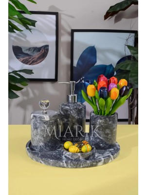 Miarik Design Dekoratif Mermer 5 Li Banyo Seti Takımı
