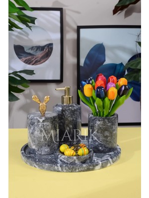 Miarik Design Dekoratif Mermer 5 Li Banyo Seti Takımı