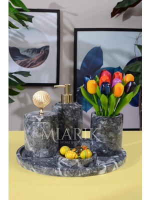 Miarik Design Dekoratif Mermer 5 Li Banyo Seti Takımı