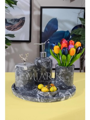 Miarik Design Dekoratif Mermer 5 Li Banyo Seti Takımı