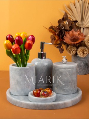 Miarik Design Dekoratif Mermer 5 Li Banyo Seti Takımı
