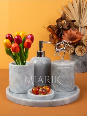 Miarik Design Dekoratif Mermer 5 Li Banyo Seti Takımı