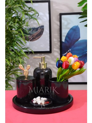 Miarik Design Dekoratif Mermer 5 Li Banyo Seti Takımı