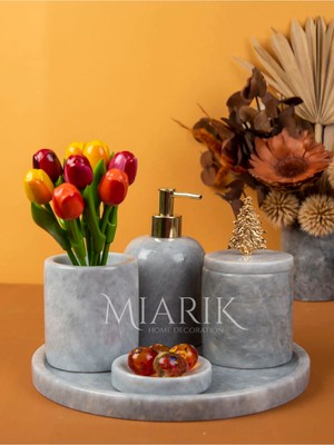 Miarik Design Dekoratif Mermer 5 Li Banyo Seti Takımı