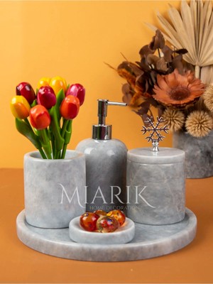 Miarik Design Dekoratif Mermer 5 Li Banyo Seti Takımı
