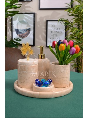 Miarik Design Dekoratif Mermer 5 Li Banyo Seti Takımı