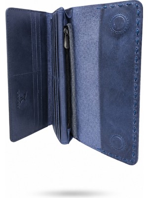 Karalı Cüzdan Ünisex Orjinal Deri Manyetikli Telefon Kartlık Para EBAT:19X10CM.