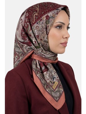 Hadiora Kadın Bordo Turuncu Etnik Desen Dikişli Yazma