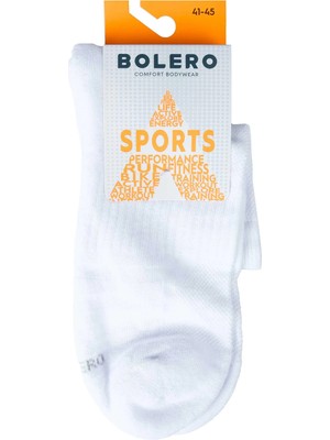 Bolero Unisex Dikişsiz Taban Havlu Kısa Spor Çorap Beyaz
