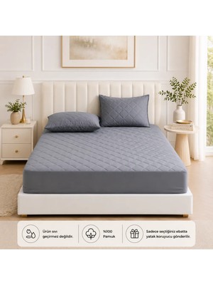 Formeya Gri %100 Pamuk Kapitone Fitted Yatak Koruyucu Çarşaf - Bebek-Tek-Çift Kişilik-Battal Yatak Alezi