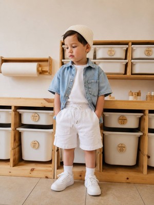 Dundee Kids Erkek Çocuk Denim Gömlek Şort 2 Li Takım