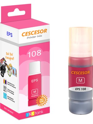 Epson 108 Için Mürekkep 70ML Cescesor - Kırmızı (Magenta): 70ML
