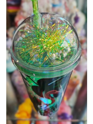 Ada Çanta Kırtasiye Flamingo Figürlü Işıklı Model Süslü Kapaklı Pipetli Plastik Bardak 450ML NR491655